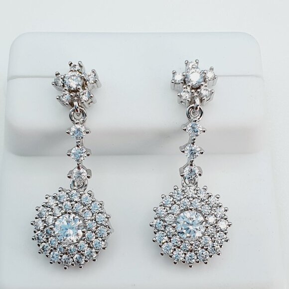 "925 Sterling Silver Cubic Zirconia Earrings, U19254845 - Picture 1 of 11